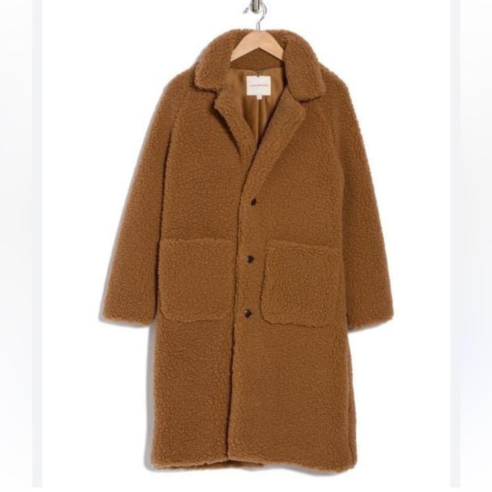 XS lucky brand patch pocket teddy coat brown